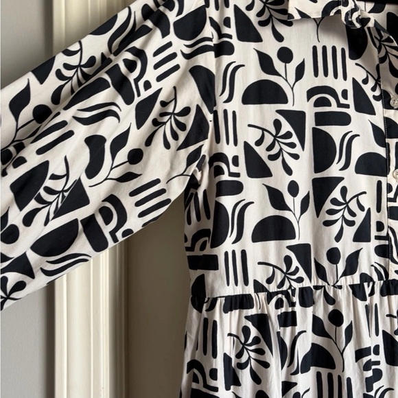 Anthropologie Maeve The Bettina Tiered Shirt Dress In Black Motif Size XL - Picture 5 of 11